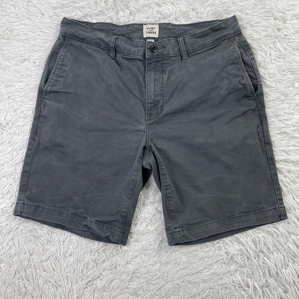 Flint and Tinder Shorts Mens 32 Charcoal Gray 365 Chino 9" Casual Outdoor Men‎